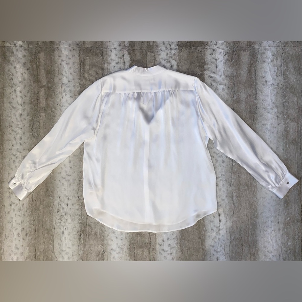 NWT💕L'AGENCE Bianca Silk Charmeuse Blouse in White Size XL - Picture 8 of 14